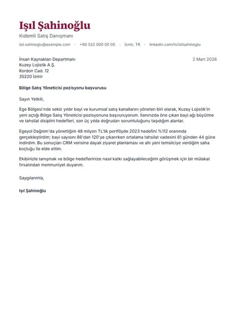 Garnet ön yazı şablonunun örnek içerikli önizlemesi