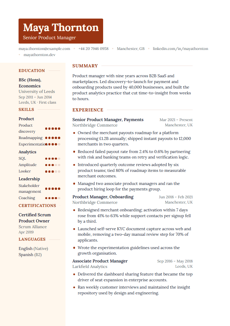 Preview of the Jasper template with sample content