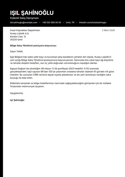 Obsidian ön yazı şablonunun örnek içerikli önizlemesi