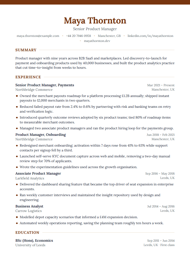 Preview of the Pyrite template with sample content