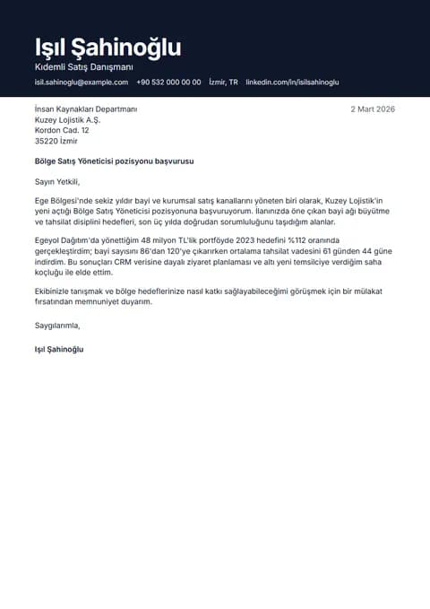Titanium ön yazı şablonunun örnek içerikli önizlemesi