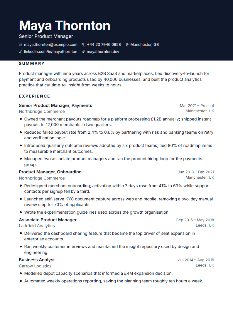 Preview of the Titanium template with sample content
