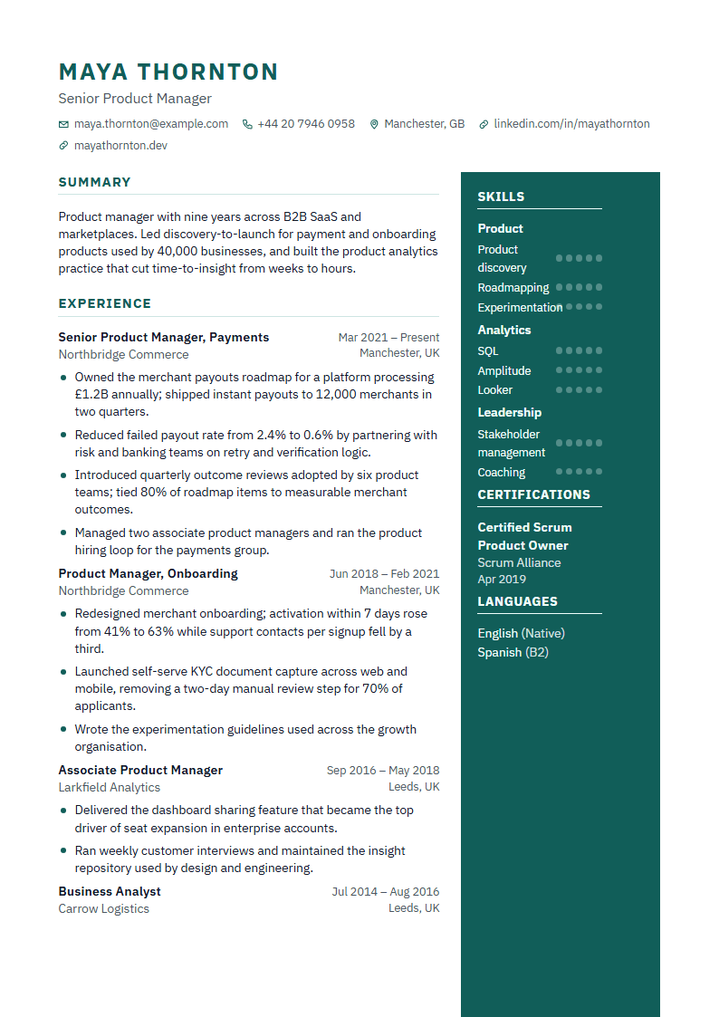 Preview of the Topaz template with sample content