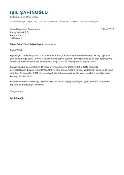 Zinc ön yazı şablonunun örnek içerikli önizlemesi